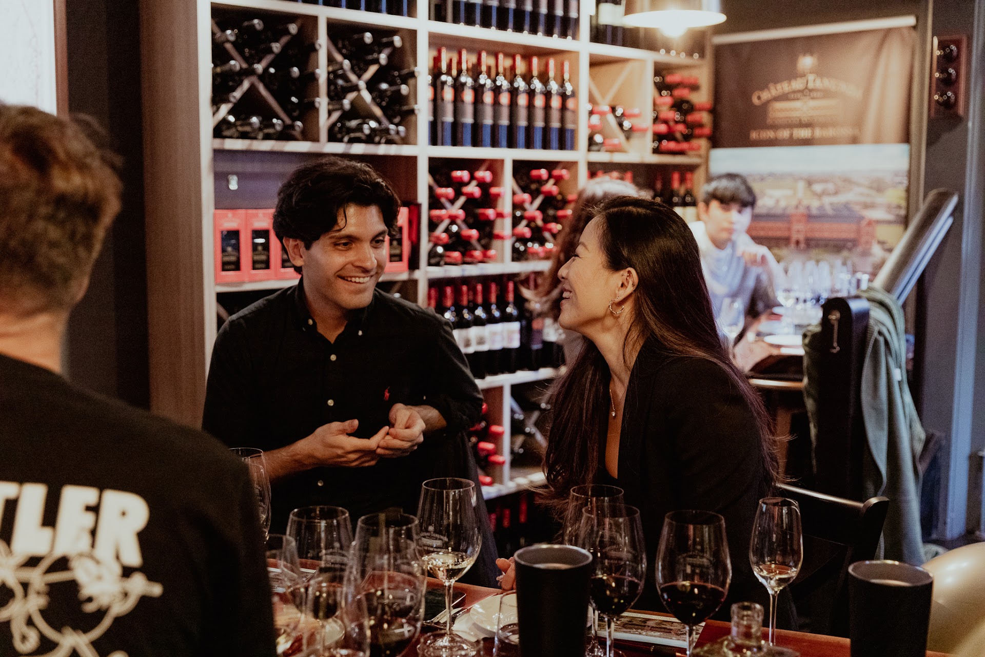 Guests enjoying a hosted tasting inside Chateau Tanunda Sydney Cellar Door